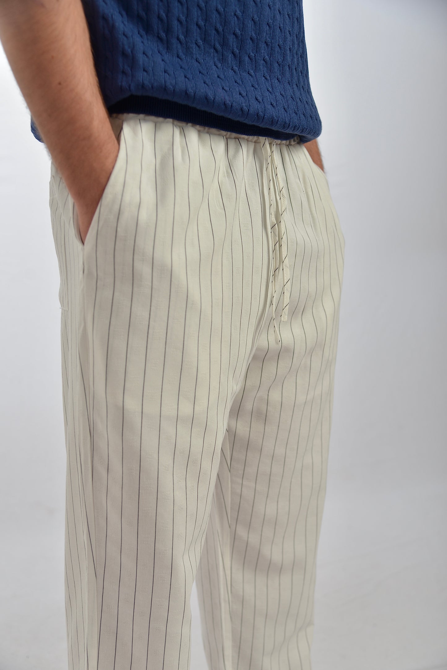 Relaxed Striped Linen Pants